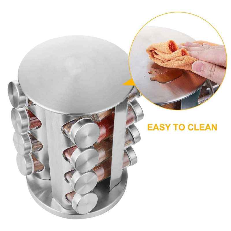 Comprar Especiero Giratorio Acero Con 16 Frascos en Electroshopy - Ángulo 2